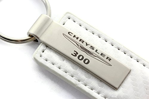Chrysler 300 White Carbon Fiber Leather Logo Key Chain