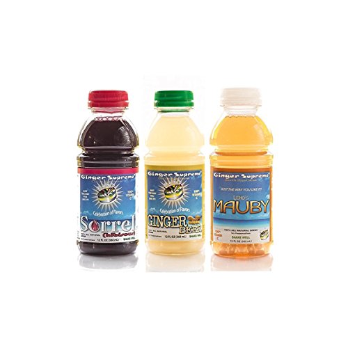 Ginger Supreme Caribbean Variety (Pack of 6), Caribbean Ginger Beer, Caribbean Sorrel (Hibiscus) Tea, Caribbean Lemo s Mauby