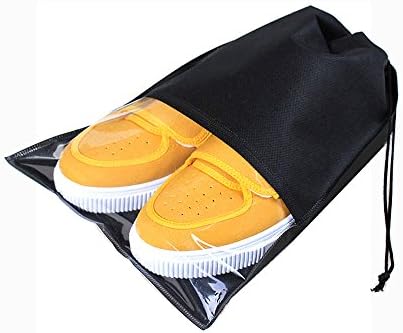 UXUAN 10 Pcs Black Shoe Bags with Drawstring for Travel (5 Large + 5 Small)