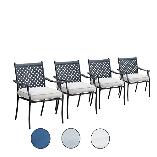 LOKATSE HOME Outdoor Wrought Iron Dining Chairs Set of 4, Cast Aluminum