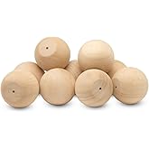 Wood Knobs, 3 Inch Round Natural Wood Drawer Pulls, Pack of 12 Unfinished Wooden Drawer Knobs, Ball Shaped Wood Cabinet Knobs, Nursery Dresser Knobs, Wood Door Knobs and Crafts