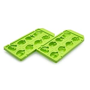 Mahaware Plastic Fruit Shaped Freezer | Fridge Ice Cube Tray Set (8 Fruits Shaped Ice Cubes) | Set of 2 | Parrot Green