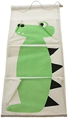 Towelsrus Kids Fabric Wall Organiser ideal for books, accessories, approx 30 x 60cm, Green Crocodile
