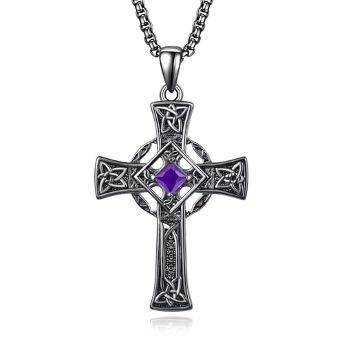 ADMETUS Black Celtic Cross Necklace Sterling Silver