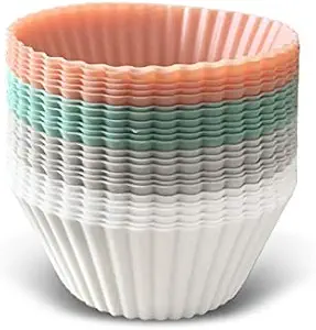 The Kind Home Silicone Baking Cups - Pack of 24 - Reusable Cupcake and Muffin Liners