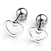 Jovivi 8pc Stainless Steel Leaf/Crescent/Feather/Heart Barbell Cartilage Tragus Helix Stud Earrings 16 Gauge 1/4