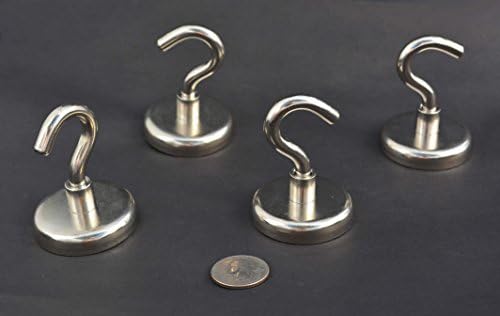 2 piece set of THM SUPER STRONG POT MAGNETS w/ HOOK - 2" x 3/8" - with metal cap - 160lb PULL FORCE