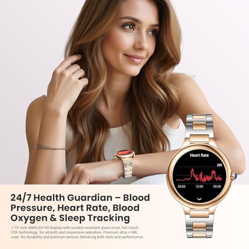 2026 Luxury Smart Watch for Women, 1.19" AMOLED Display, DA GPT Smartwatch, Heart Rate, Blood Oxygen Pressure, Sleep Monitor, 107 Sports Modes Fitness Tracker, Compatible with iOS & Android