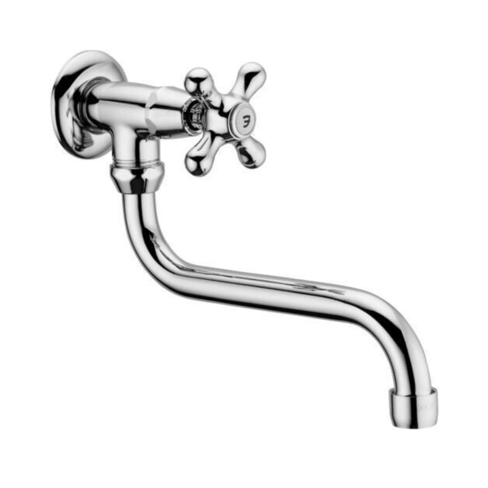 Schläfer 3460110 | Bathroom and Kitchen Sink Taps with Swivel S-Spout, Vintage Kitchen Faucet with Metal Cross Handle, Victorian Style, Traditional Sink Tap Polished Chrome