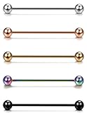 FUNRUN JEWELRY 5PCS 14G Stainless Steel Industrial Barbell Piercing Jewelry Piercing Earrings Set