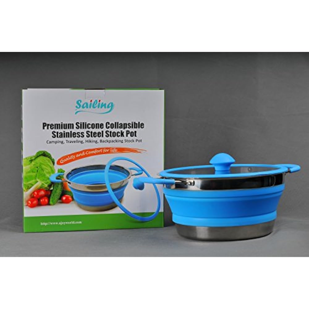 Premium Collapsible Stainless Steel Three Quart Silicone Stock Pot