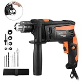 Hammer Drill, TACKLIFE 1/2-Inch Electric Drill, 2800 RPM, Hammer & Drill 2 Modes in 1, Keyed Chuck, 360&deg;Rotating Handle, 12 Pcs Accessories Set, For Brick, Wood, Steel, Masonry - PID01A