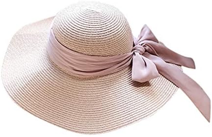 Women Hat Classic Style Casual Women Bow Wide Brimmed Floppy Foldable Straw Beach Hat