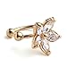 JOVIVI® 2pc CZ Crystal U-shaped Flower Horseshoe Bar Clip On Ear Stud Cuff Earrings Cartilage Gift (Golden)