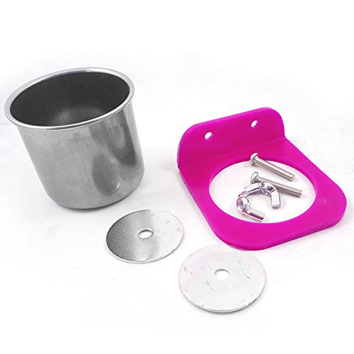 URIJK Pet Food & Water Bird Cup - Wall Mounted Stainless Steel Bird Coop Cups Seed Water Food Dish Feeder Bowl - for Parrot Macaw Budgies Parakeet Cockatiels Conure Lovebird Finch