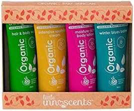 Little Innoscents Organic Skin Care- Organic Baby Travel Purse (X1 Hair & Body Wash, X1 Intensive Soothing Cream, X1 Winter Blues Balmx1 Moisturising Lotion ) This Gorgeous Travel Pack Features Beautifully Presented Organic Babycare Products From the Little Innoscents Range in a Compact Size.