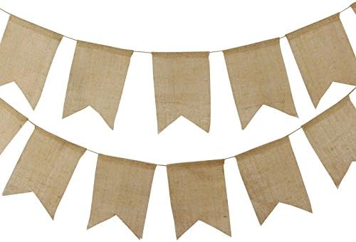 jijAcraft 3.5M Rustic Burlap Banner Bunting,Burlap Flags Hessian Banner 13X18CM Outdoor Linen Bunting for Wedding Favours,Baby Showers,Room or Garden Decorations(15PCS) - Image 4