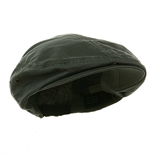 Washed Canvas Golfing Beret Ivy Ascot Cabbie Cap Dark Grey