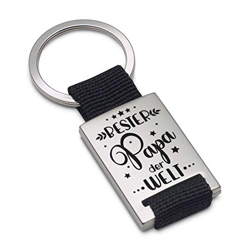 Porte-clés avec Inscription en Allemand « Bester Papa der Welt », Textile (Noir) - lm11615-papa-textil
