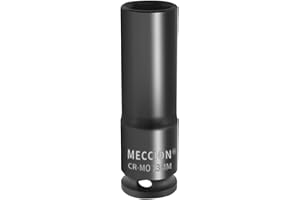 Meccion 3/8 Inch Drive Impact Socket 13mm Metric, 6 Point Cr-Mo Deep Socket, 63mm Length