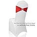 Emart 12pcs Polyester Spandex Banquet Wedding Party Chair Sashes Bows Elastic Chair Bands with Buckle Slider Sashes Bow (Red)