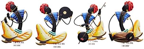 Antique Wall Hanging Set of 4 Rajastani Mens Troup Indian Handmade Home Decor