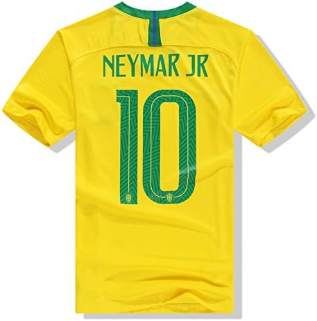 Fitsical 2018 Football Soccer Home Away Kit Sportwear Short Sleeve Shirt &amp; Shorts &amp; Socks for 3-12 yrs Kids Jersey (Neymar 10 (Yellow), 11-12 Years)