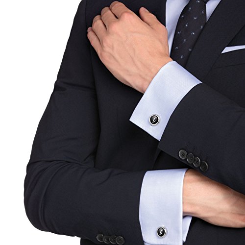 MERIT OCEAN Mens Letter Initial Cufflinks Alphabet Rhodium Plated Cuff Links Wedding Business A-Z