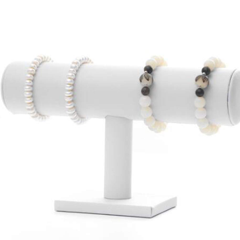 Cabilock Velvet T-Bar Bracelet Jewelry Display Stands Jewelry Storage Rack T Shaped Bracelet Bangle Organiser for Home Shop Store (White)