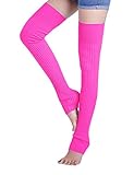 Women Thick Ribbed Cable Knit Trimmed Pompon Soft Leg Warmers Extra Long 22''