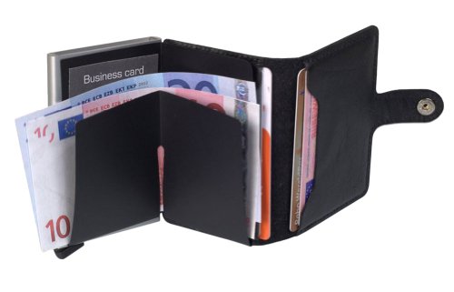Secrid mini wallet genuine black leather with RFID protection / with one click all cards slide out gradually