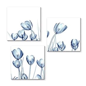 Transparent Beautiful Flowers Painting Artwork for Home Framed x3 Panels