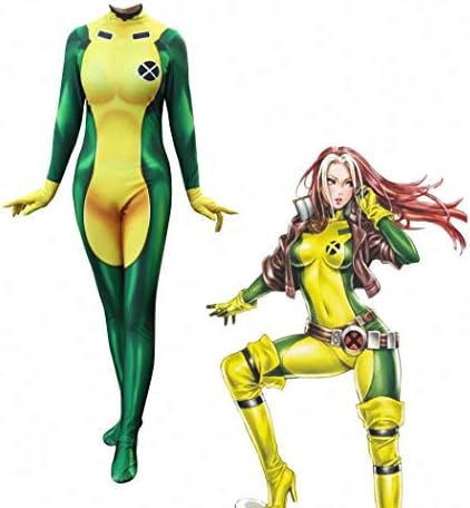 Marvel's X-Man Rogue Lycra Spandex Costume Zentai Bodysuit Cosplay Jumpsuit