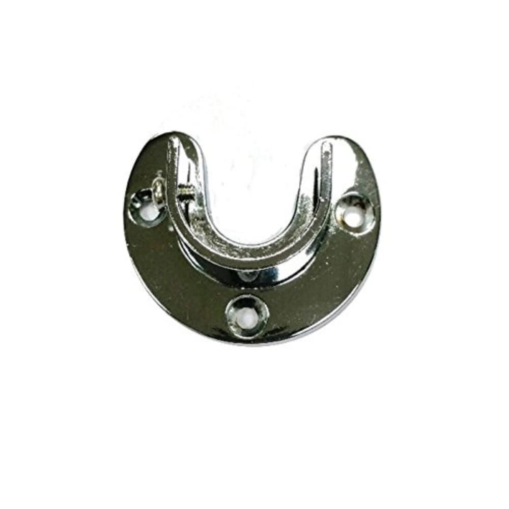 Merriway BH06093 (2 Pcs) Wardrobe Closet Rail Pole Rod Socket CP 25mm U-Shape and Holding Screw - Pack of 2 Pieces