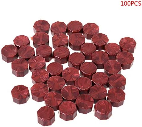 Ujuly 100Pcs Envelope Seal Seal Wax Retro Octagon Beads DIY Decor Sealing Wax Beads (Wine Red)