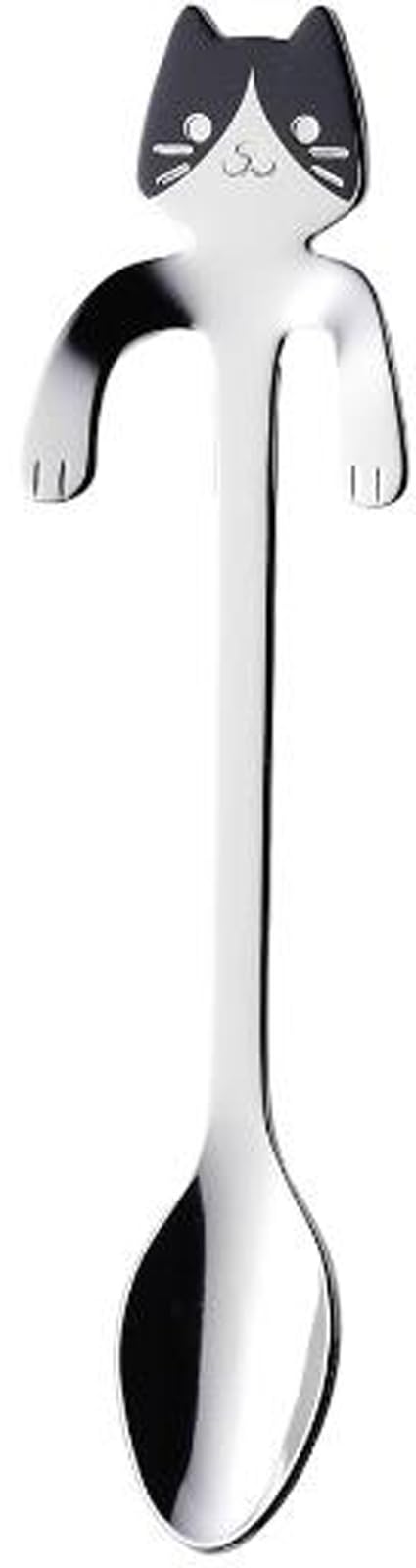 Takakuwa Desert Spoon Cutlery Stainless Steel Cat-Shaped Black and White Cat from Japan 405091