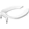 Huttdmel Elongated Toilet Seat Front Open - 18.5 Inch Public Restroom Seat For Schools, Hospitals, Offices