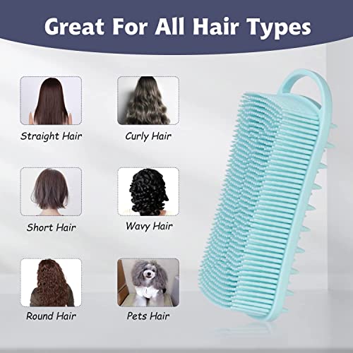 BEDELITE Silicone Body Scrubber - Silicone Loofah Exfoliating Bath Brush, Body & Face & Short Hair Wash, Fit for Sensitive and All Kinds of Skin, Easy to Clean and Lathers Well (Blue)