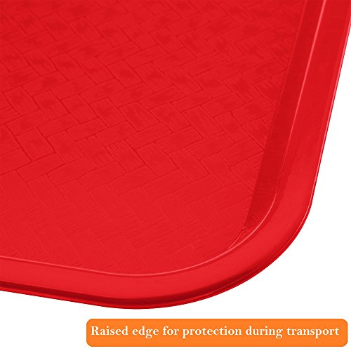 4 Fast Food Trays 14 inch x 18 inch Red Café Standard Cafeteria, Restaurant, Pizza, Diner Serving Tray