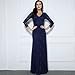 Miusol Women's Floral Lace 2/3 Sleeves Long Bridesmaid Maxi Dress (Small, Navy Blue)
