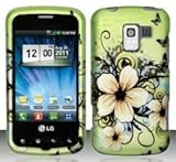 LG Enlighten / Optimus Slider LS700 / VS700 Green Hawaiian Flower Design Snap on Hard Skin Shell Protector Faceplate Cover Case