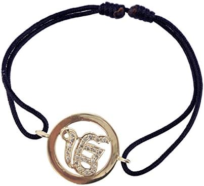 Ik Onkaar Inside Diamond 14K Gold Bracelet on Adjustable Nylon Thread