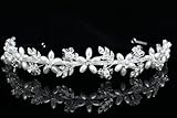 Handmade Pearl Flower Crystal Leaf Headband Tiara
