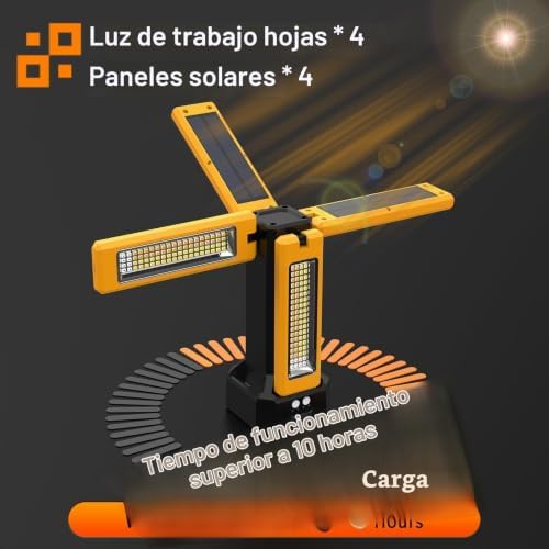Projector de Construção LED com Bateria Solar com Tripé, Bateria de Capacidade de 13200 mAh, Foco de Trabalho Recarregável de 8000 Lúmens, Para Campismo, Trabalhos de Estúdio (Laranja sem suporte)