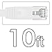 TBMax Cat 6 Ethernet Patch Cable Flat 10ft,Fast Ethernet than Cat5e/Cat5 Bandwidth,Short Network Cat6 Cable Patch,10 ft Slim Internet Cable Computer/Gaming Ethernet Cord Snagless RJ45 Connectors White