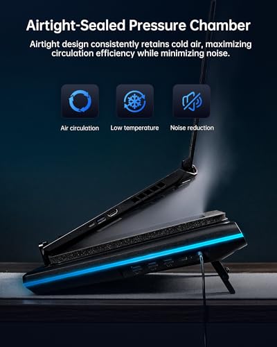 llano V12 Ultra Laptop Cooler with Intelligent Software Control, RGB Fan Support for Gaming Laptop, 5.5 Inch Turbo Fan, 3*USB 3.0, for 15.6 to 19 inch Laptop