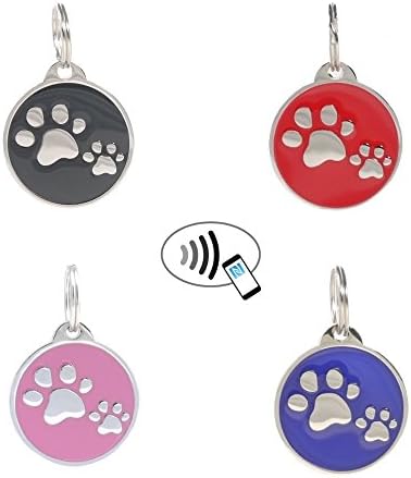 PetTouchID Smart Pet ID Tag, QR Code, NFC Scan, Online Pet Page, GPS Location (V2 PAWS) (Pink)