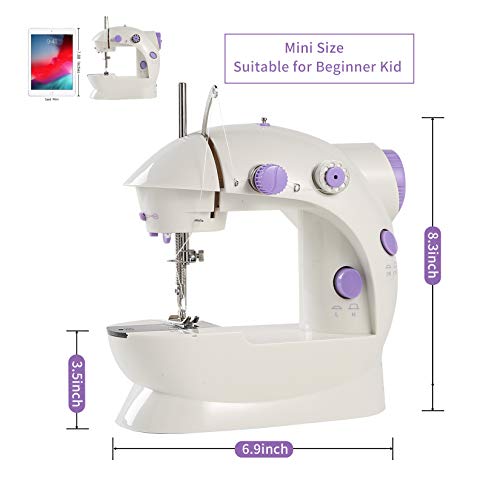 Mini Sewing Machine with DIY Materials for Kids Beginners, Enjoylf Upgraded Portable Sewing