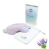 Eye Mask by KAYA with Natural Lavender and Clay Beads STORAGE POUCH - Microwavable HOT & COLD Aromatherapy Relaxation Weighted Stress Relief compress Migraines Sinus relief Headaches (LAVENDER)