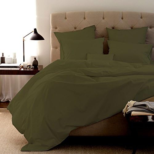 100% Egyptian cotton Duvet Set 600 Thread Count Solid Created Queen, Olive By Fantasy Nap